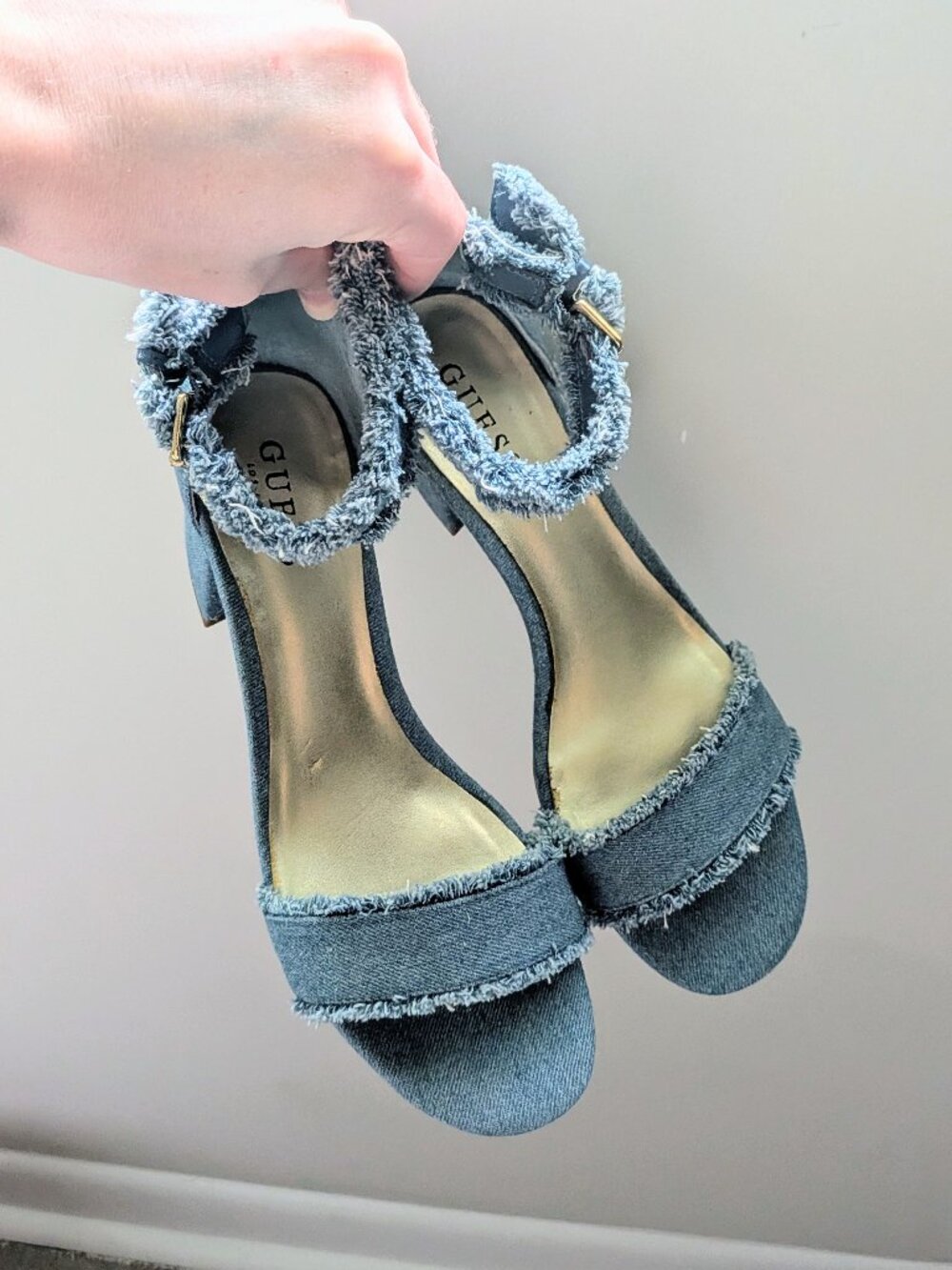 GUESS Denim Block Heels